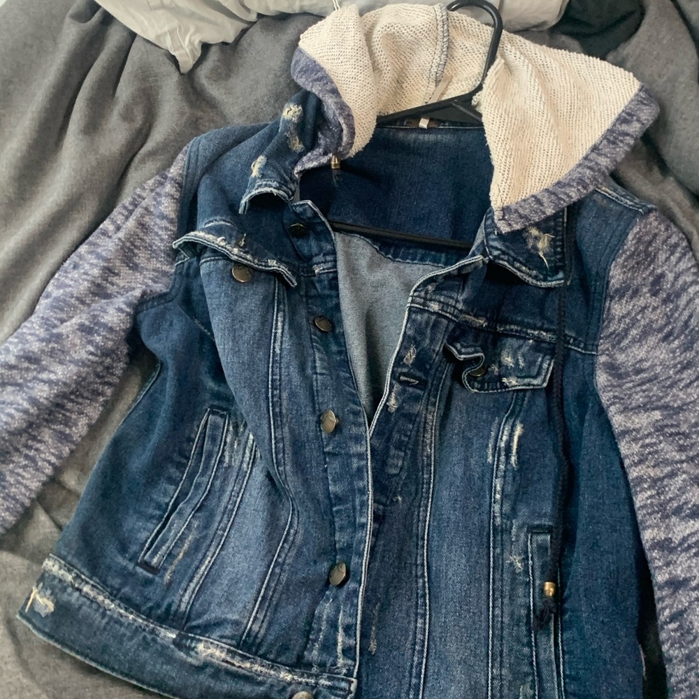 Free people hooded denim jacket